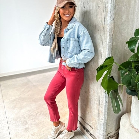 VERVET BY FLYING MONKEY Red Ankle Jeans - Picture 3 of 7